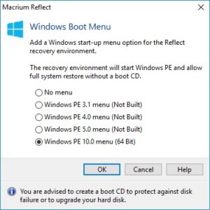 Windows PE 10 Boot Menu