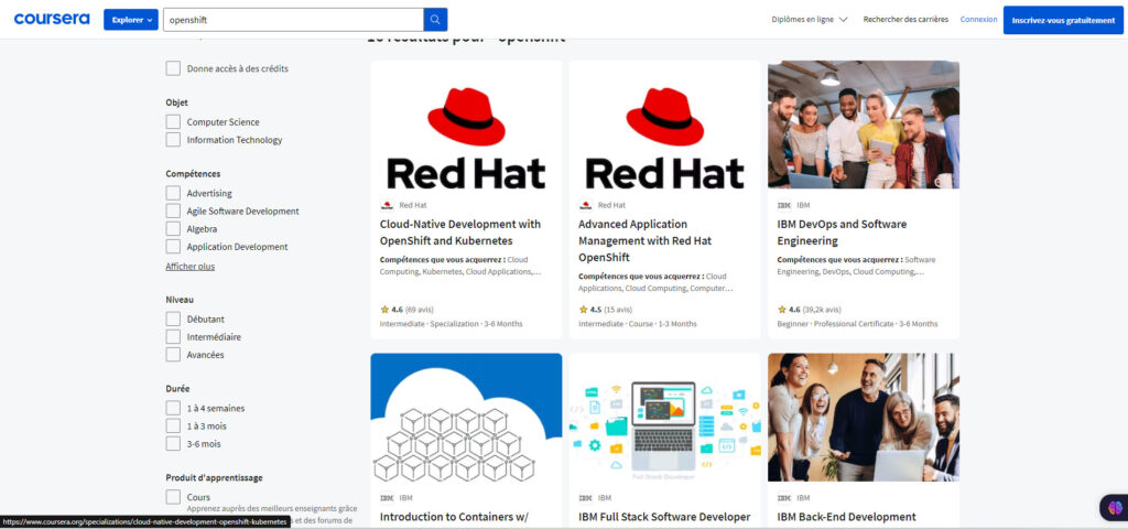 Apprendre Openshift avec les ressources disponibles sur Coursera