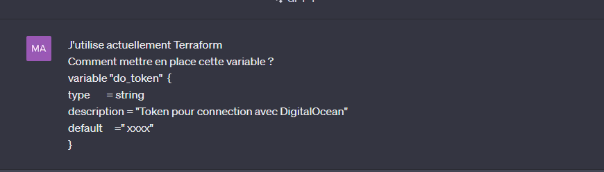 Mettre en place des variables terraform avec ChatGPT